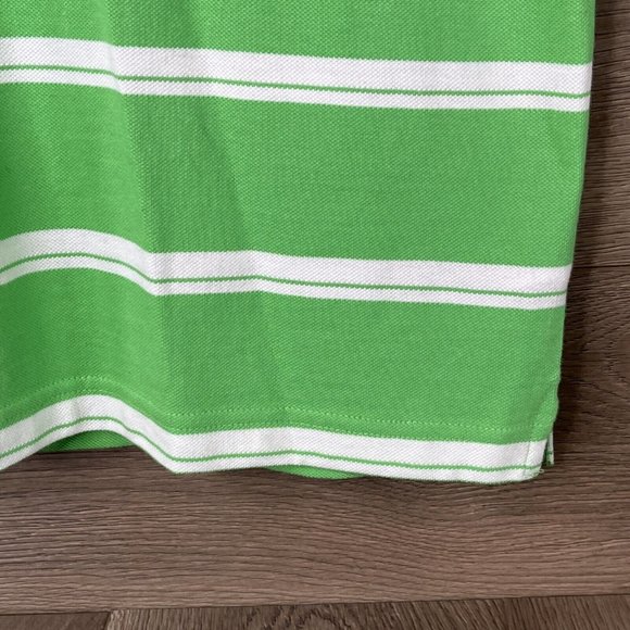 Chaps Polo Shirt Mens XL Green with White Strips Classic Fit Cotton Short Sleeve - Picture 4 of 12